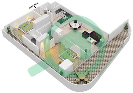 المخططات الطابقية لتصميم النموذج B2-FLOOR 5,7,9,11,13,15 شقة 2 غرفة نوم - كورال ريف من داماك