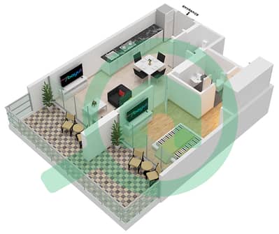 Azizi Riviera 32 - 1 Bedroom Apartment Type 3A-FLOOR 1 Floor plan