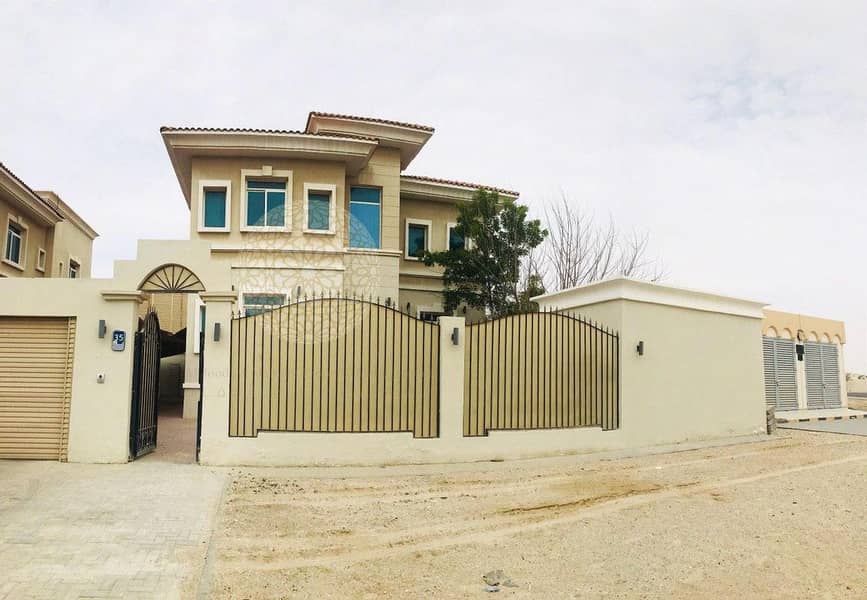 2 EXCELLENT FINISHING 5 BEDROOM SEMI INDEPENDENT CORNER VILLA WITH JACUZZI POOL AND DRIVER ROOM FOR RENT IN KHALIFA CITY A
