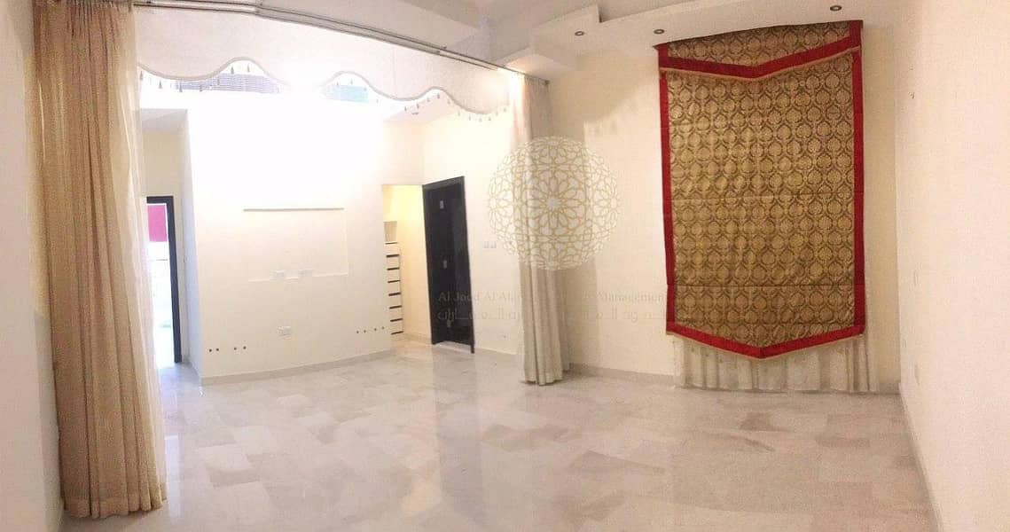 12 EXCELLENT FINISHING 5 BEDROOM SEMI INDEPENDENT CORNER VILLA WITH JACUZZI POOL AND DRIVER ROOM FOR RENT IN KHALIFA CITY A