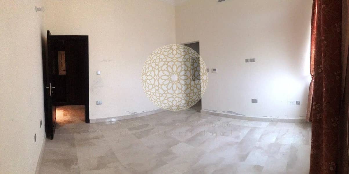 14 EXCELLENT FINISHING 5 BEDROOM SEMI INDEPENDENT CORNER VILLA WITH JACUZZI POOL AND DRIVER ROOM FOR RENT IN KHALIFA CITY A