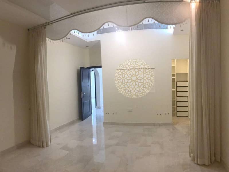 18 EXCELLENT FINISHING 5 BEDROOM SEMI INDEPENDENT CORNER VILLA WITH JACUZZI POOL AND DRIVER ROOM FOR RENT IN KHALIFA CITY A