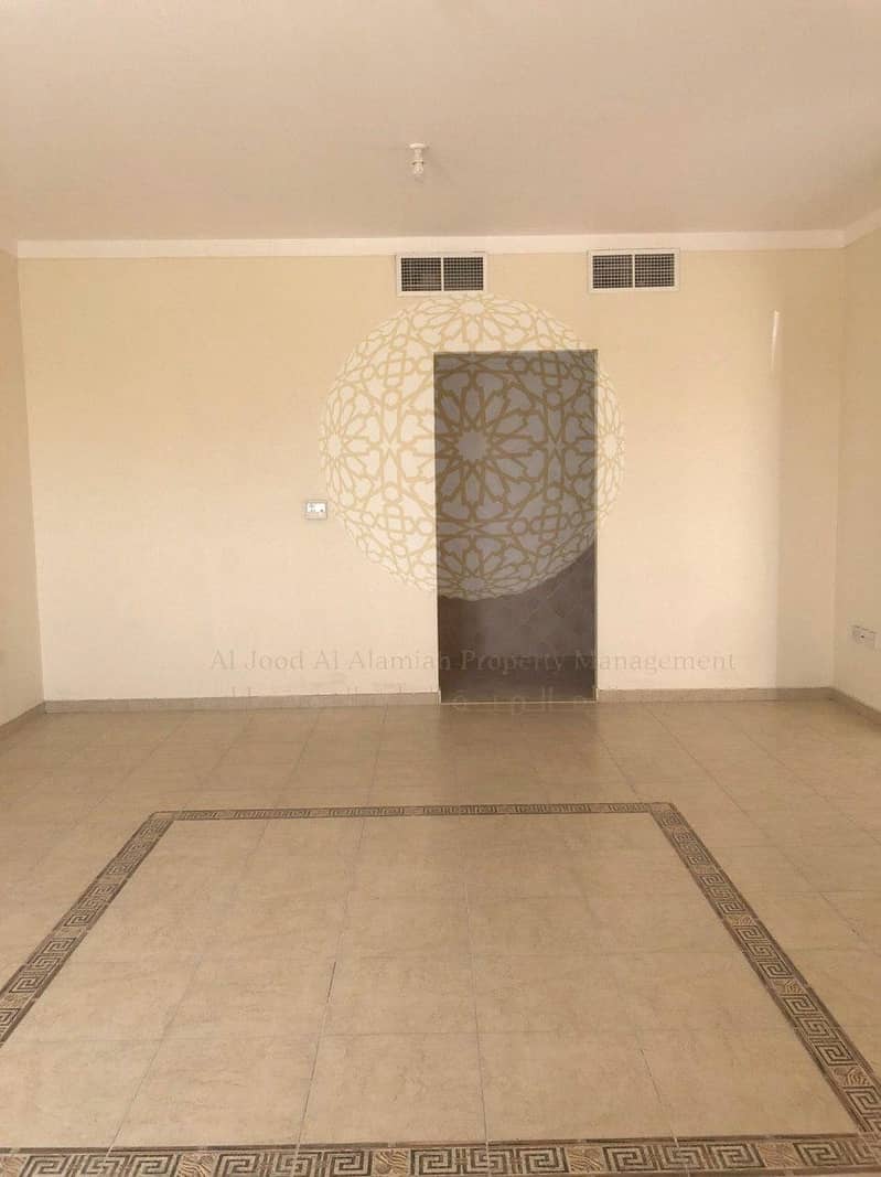 14 BEAUTIFUL 4 BR COMPOUND (3 villa only) VILLA WITH  MAID ROOM & SWIMMING POOL AND GARDEN VIEW FOR RENT IN KHALIFA CITY A