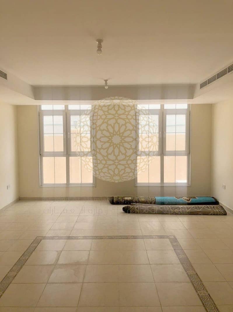 15 BEAUTIFUL 4 BR COMPOUND (3 villa only) VILLA WITH  MAID ROOM & SWIMMING POOL AND GARDEN VIEW FOR RENT IN KHALIFA CITY A
