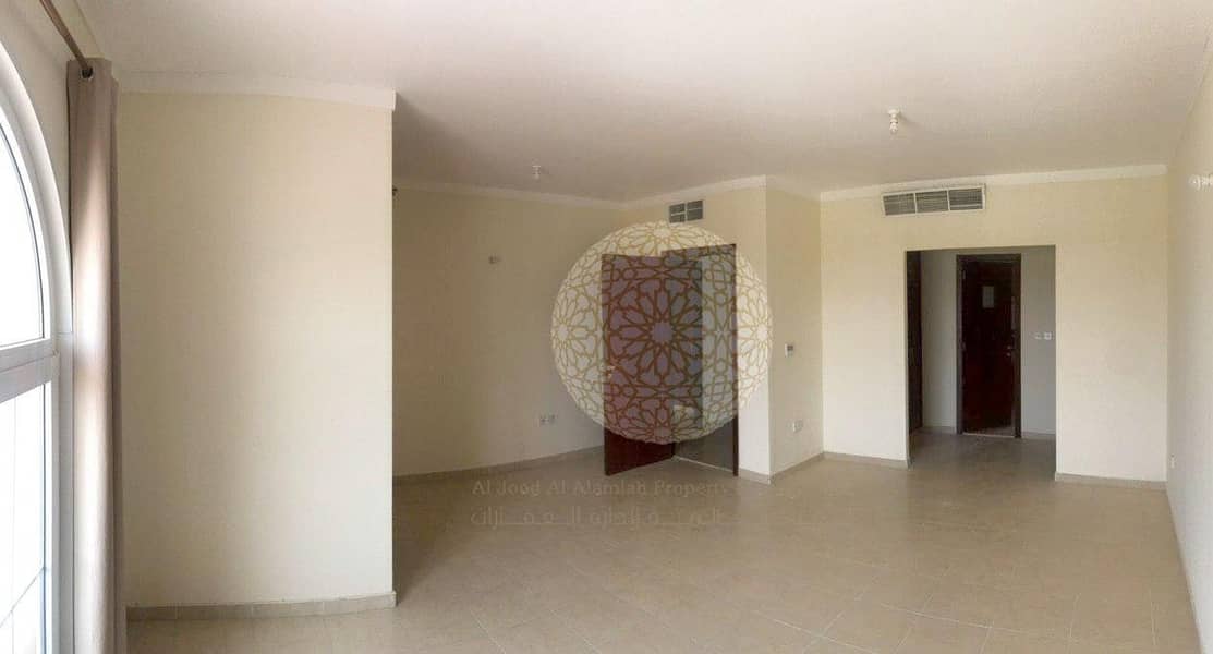 17 BEAUTIFUL 4 BR COMPOUND (3 villa only) VILLA WITH  MAID ROOM & SWIMMING POOL AND GARDEN VIEW FOR RENT IN KHALIFA CITY A