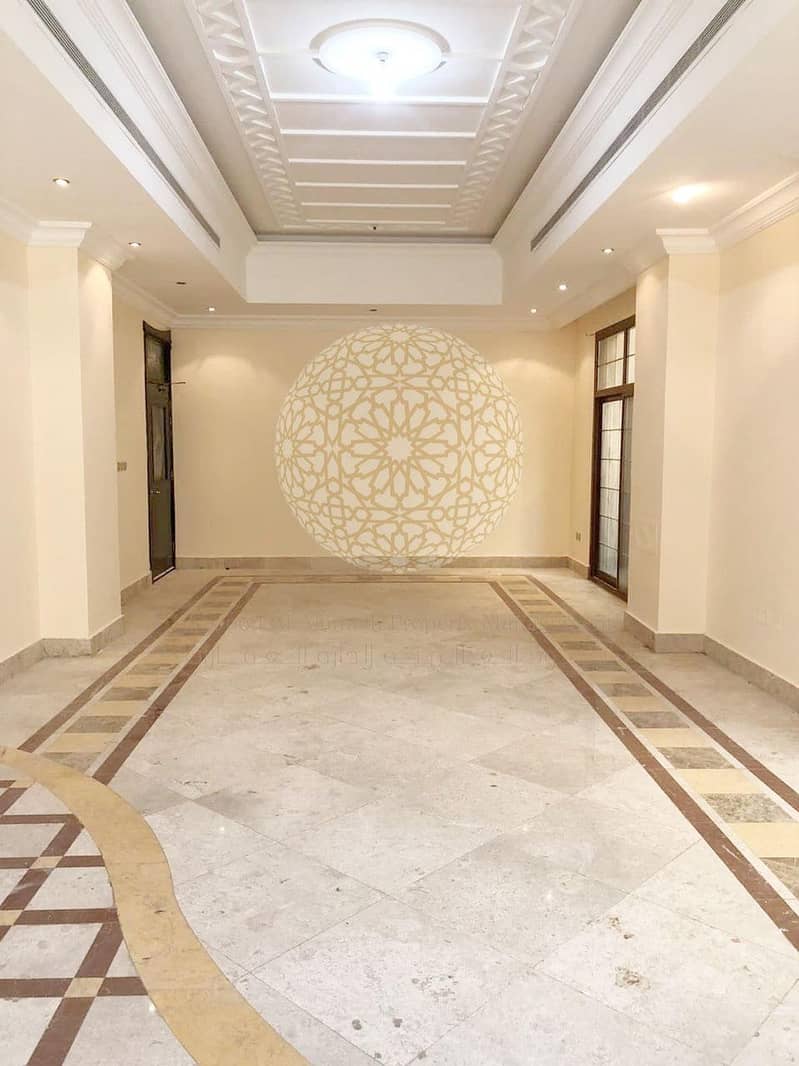 9 STUNNING COMPOUND 6 MASTER BEDROOM VILLA WITH SWIMMING POOL AND DRIVER ROOM FOR RENT IN KHALIFA CITY A