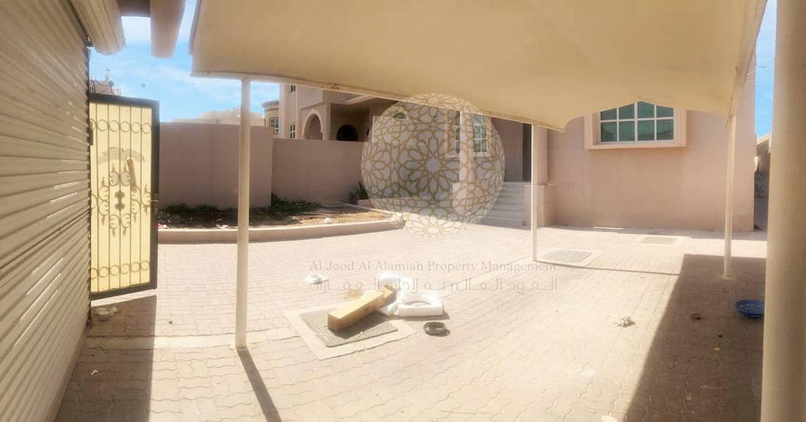 5 STUNNING SEMI INDEPENDENT VILLA WITH DRIVER ROOM ANS KITCHEN OUTSIDE FOR RENT IN KHALIFA CITY A