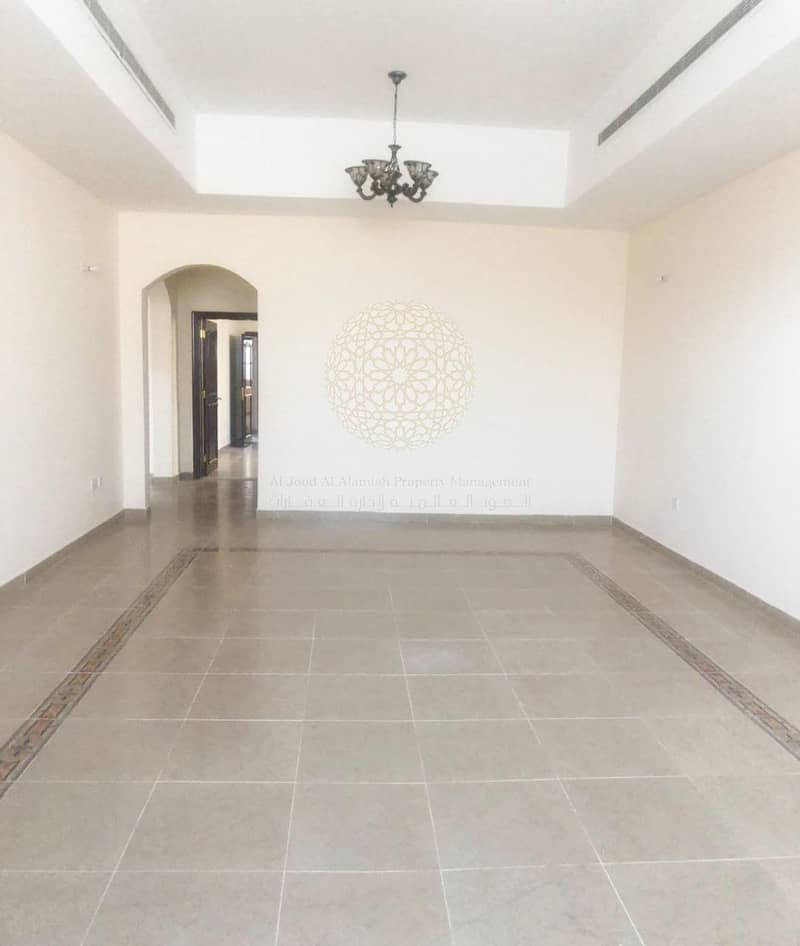 8 STUNNING SEMI INDEPENDENT VILLA WITH DRIVER ROOM ANS KITCHEN OUTSIDE FOR RENT IN KHALIFA CITY A