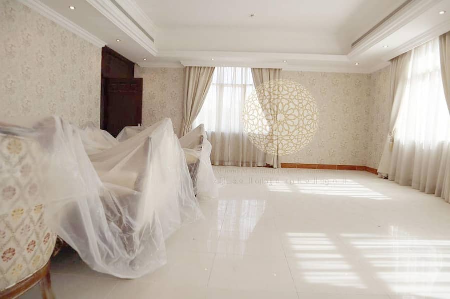 14 SPECTACULAR INDEPENDENT 5 MASTER BEDROOM VILLA WITH DRIVER ROOM & BIG HOSH FOR RENT IN KHALIFA CITY A