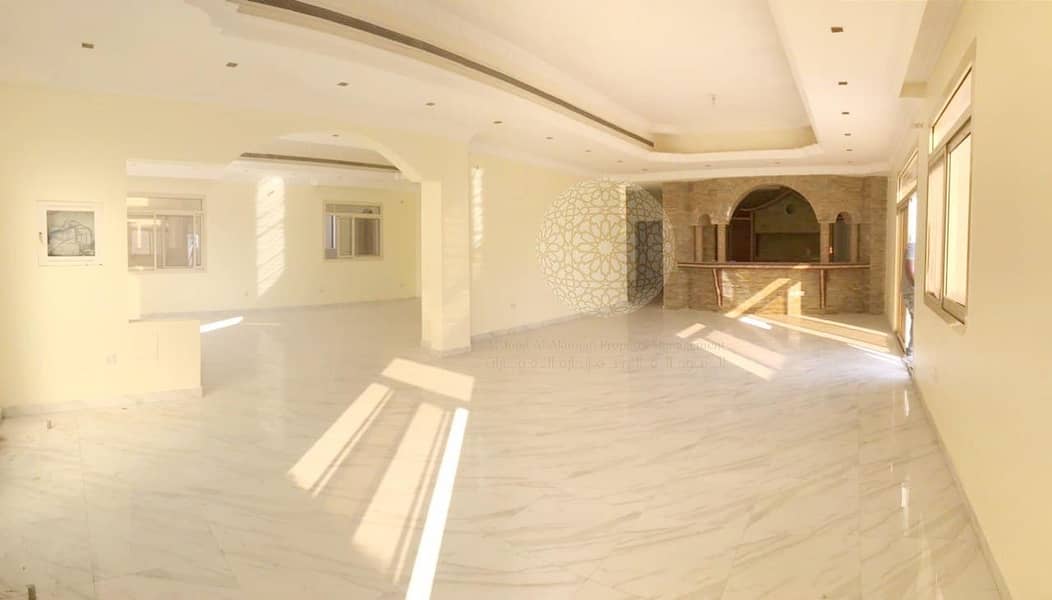 9 STUNNING INDEPENDENT 7 BEDROOM VILLA WITH BIG HOSH AND DRIVER ROOM FOR RENT IN MOHAMMED BIN ZAYED CITY