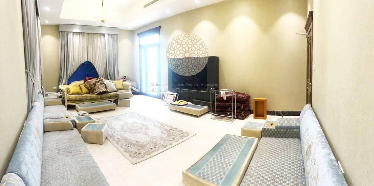 14 LUXURIOUS FULLY FURNISHED VILLA WITH 6 MASTER BEDROOM AND DRIVER ROOM FOR RENT IN MOHAMMED BIN ZAYED CITY