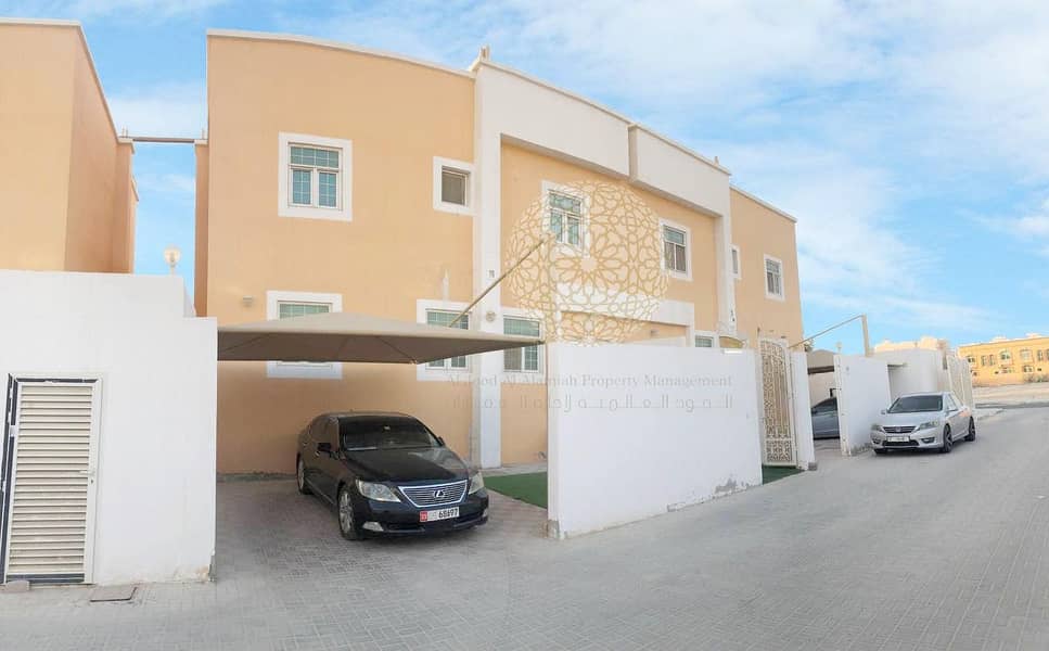 3 SHINING 3 MASTER BEDROOM COMPOUND VILLA WITH MAID ROOM FOR RENT IN KHALIFA CITY A
