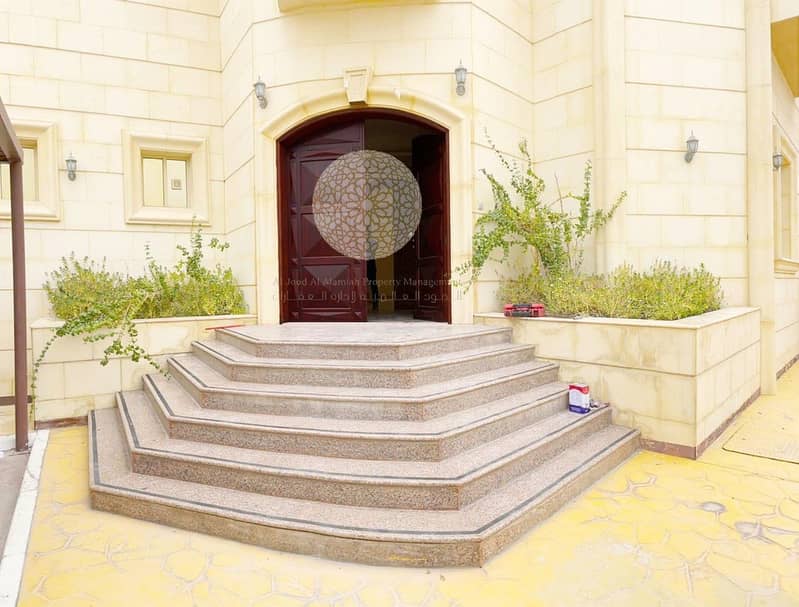 7 LUXURIOUS STONE FINISHING SEMI INDEPENDENT VILLA WITH 5 BEDROOM AND DRIVER ROOM FOR RENT IN MOHAMMED BIN ZAYED CITY