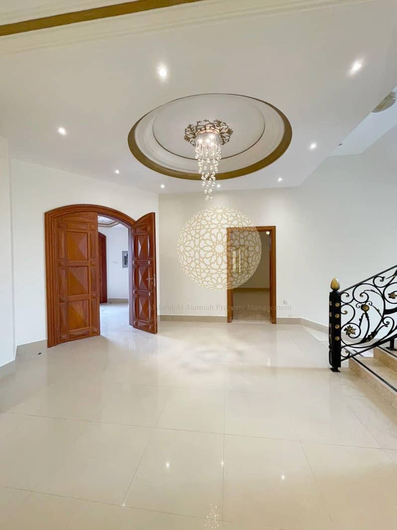 13 LUXURIOUS STONE FINISHING SEMI INDEPENDENT VILLA WITH 5 BEDROOM AND DRIVER ROOM FOR RENT IN MOHAMMED BIN ZAYED CITY