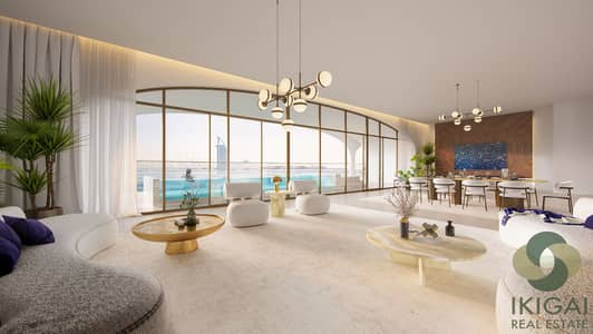 فلیٹ 2 غرفة نوم للبيع في نخلة جميرا، دبي - Ocean House by Ellington - living room. jpg