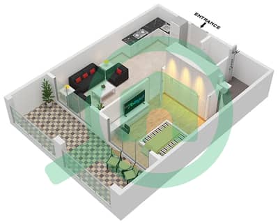 المخططات الطابقية لتصميم النموذج B شقة 1 غرفة نوم - فينسيتور دولتشي فيتا