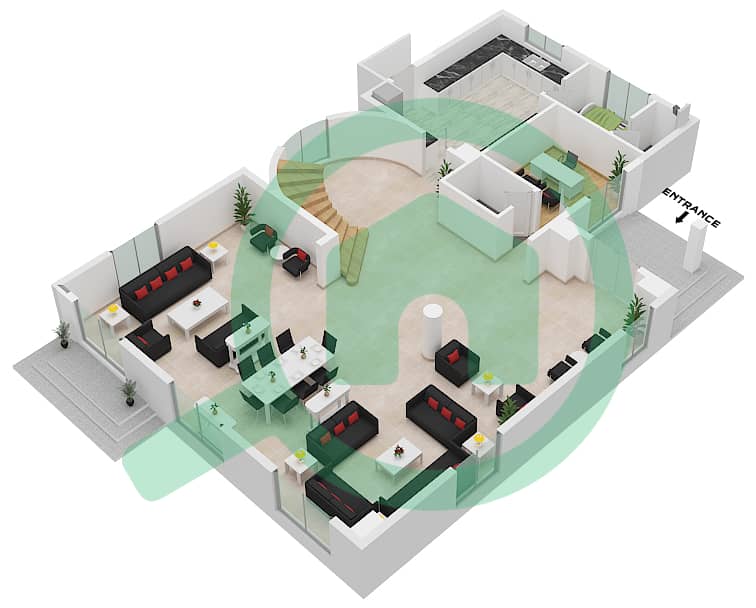 B别墅区 - 5 卧室商业别墅类型B戶型图 Ground Floor interactive3D