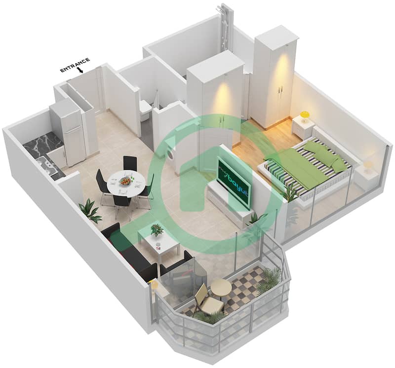 Address Harbour Point - 1 Bedroom Apartment Type T2-1A Floor plan Floor 4-17,19-41,43-54 interactive3D