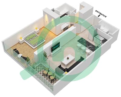 المخططات الطابقية لتصميم الوحدة 2 شقة 1 غرفة نوم - MBL رويال