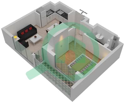 المخططات الطابقية لتصميم النموذج / الوحدة 1 UNIT A / FLOOR 2-28 شقة 1 غرفة نوم - شوبا محمية كريك فيستاس