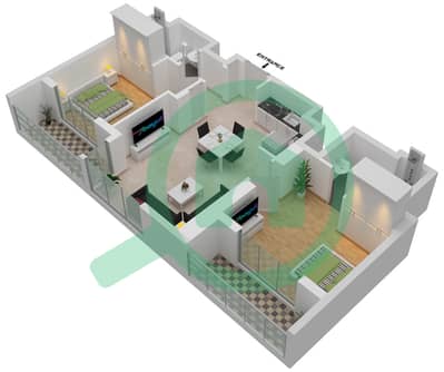 المخططات الطابقية لتصميم النموذج / الوحدة 2 UNIT A / FLOOR 2-28 شقة 2 غرفة نوم - شوبا محمية كريك فيستاس