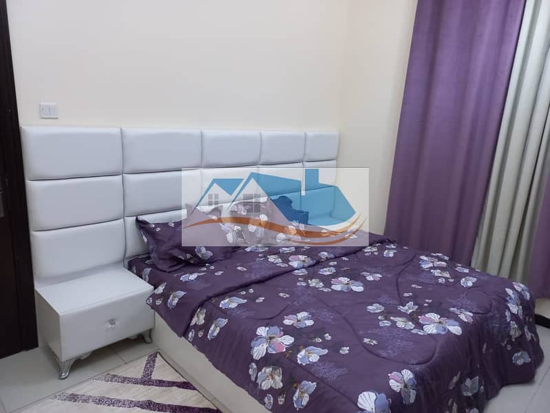 For rent in Ajman, a furnished apartment, a room and a hall, new furniture, in the new, the first inhabitant, including all bills, in Al Nuaimiya on K