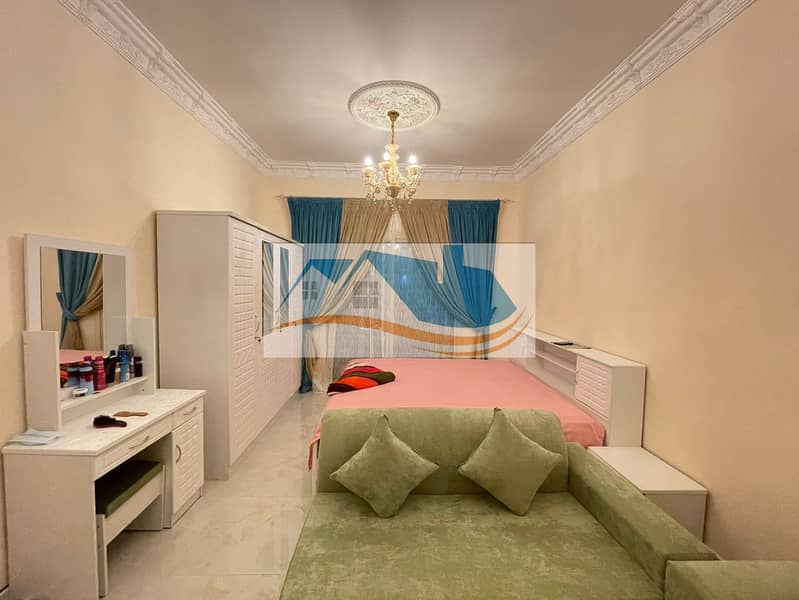 For rent in Ajman studio with balcony furnished new furniture in new, the first inhabitant of the cliff opposite the court, close to Etisalat, a very