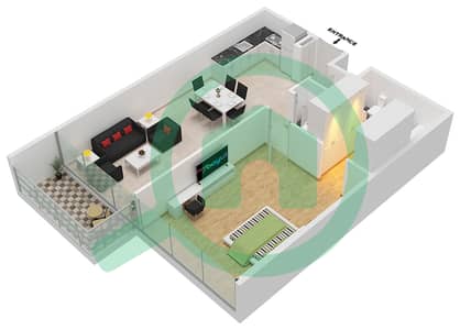 Резиденции 11 - Апартамент 1 Спальня планировка Единица измерения 204 / FLOOR 2-3