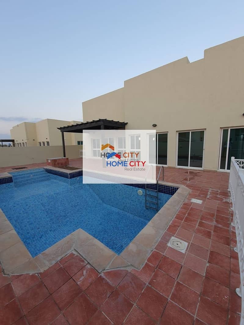 Villa for rent in Khalifa City, a great location, close to Masdar City, a private pool