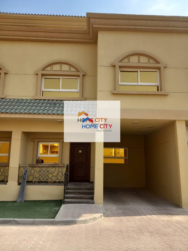 Villa for rent in Shakhbout City, in a great location, next to all services, 3 master rooms, 120000 dirhams