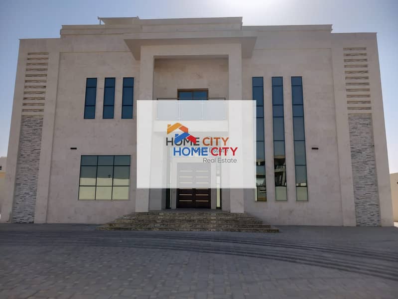 Villa for rent in Abu Dhabi, Al Shawamekh City, new, new, first inhabitant (8 master rooms) 250,000 dirhams