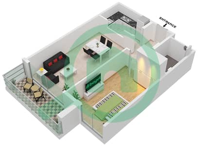 المخططات الطابقية لتصميم النموذج 01 شقة 1 غرفة نوم - لايا هايتس