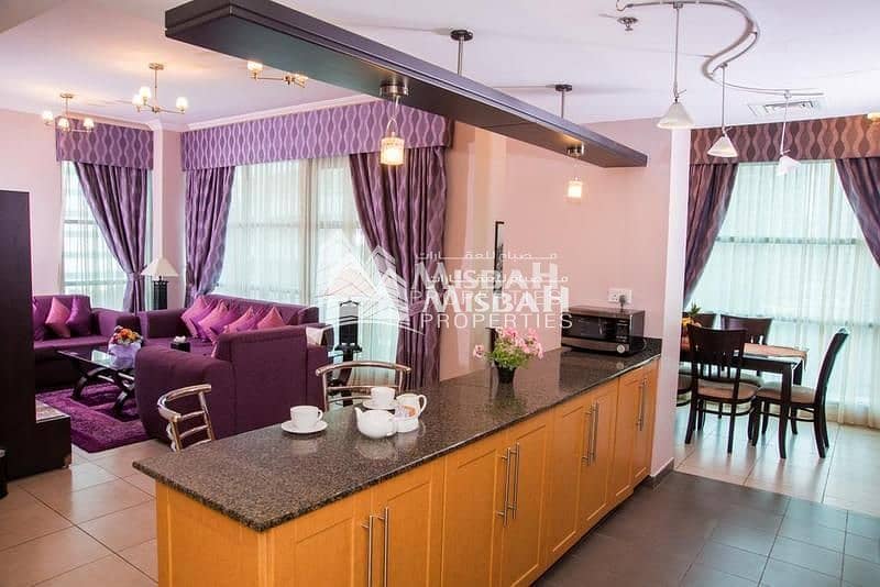3 Excellent Fully Furnished 2BHK 2Bath Dining+Laundry Room Balcony 6 Cheques Apt in AL Barsha near MOE