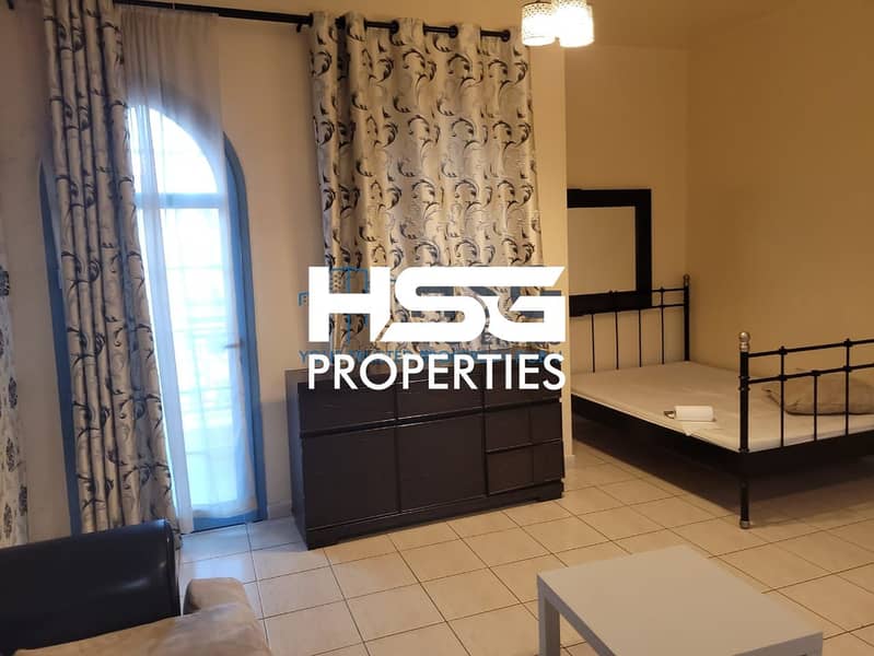 10 PAY AED 1900 MONTHLY ! DEWA CONNECTED ! FULLY FURNISHED STUDIO WITH BALCONY ! PERSIA CLUSTER