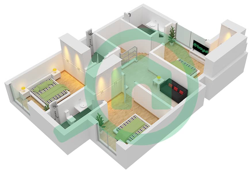 Hayyan - 3 Bedroom Townhouse Type/unit B1 / UNIT 080 Floor plan First Floor interactive3D