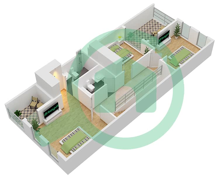 المخططات الطابقية لتصميم النموذج / الوحدة LTH-4D-M فيلا تجارية 4 غرف نوم - كوستا برافا interactive3D