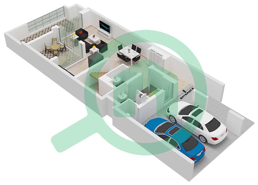 Bliss - 4 Bedroom Townhouse Type/unit TRIPLEX-MIDDLE(IVORY) Floor plan Ground Floor interactive3D