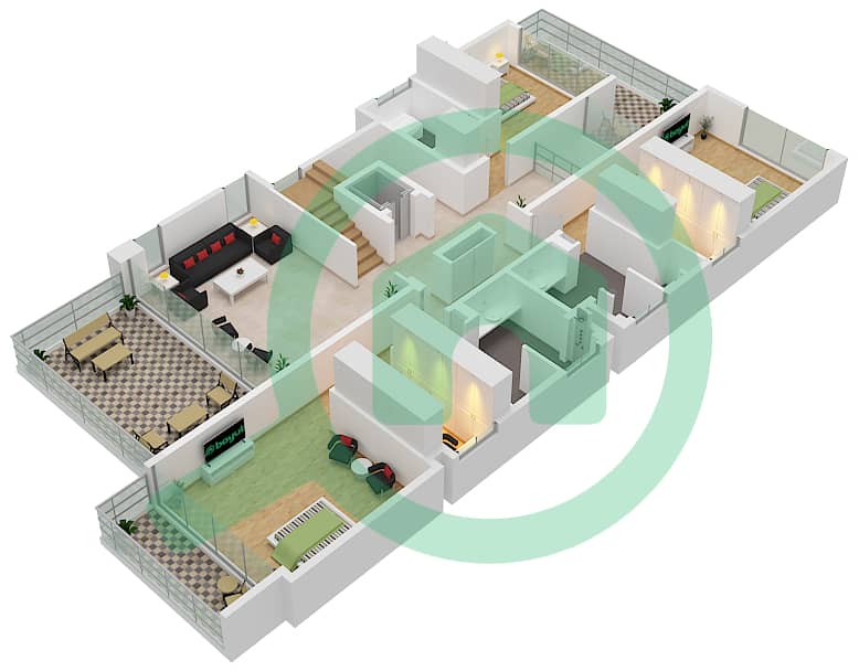 المخططات الطابقية لتصميم النموذج THE RETREAT GRAND VILLA-A فیلا 6 غرف نوم - علايا First Floor interactive3D