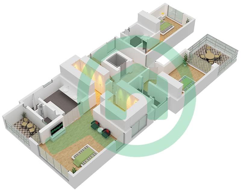 المخططات الطابقية لتصميم النموذج THE HAVEN GRAND VILLA-A فيلا تجارية 4 غرف نوم - علايا First Floor interactive3D