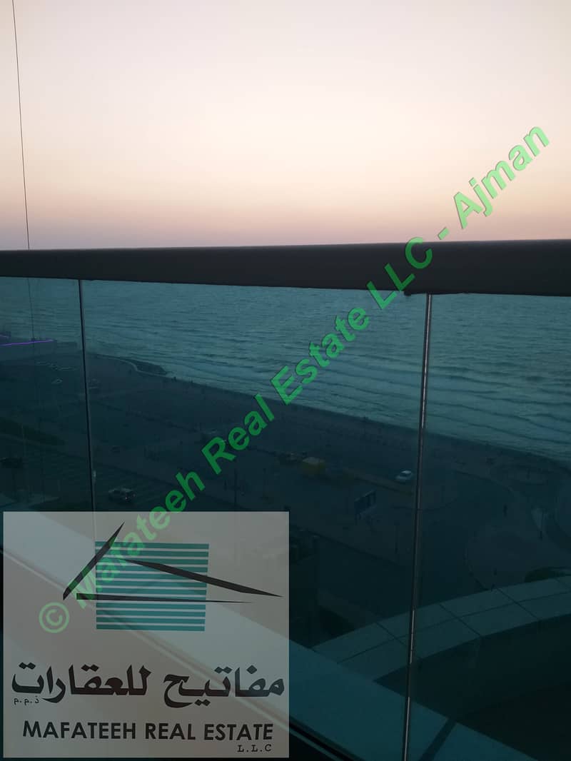 Two bedroom and hall for rent in Corniche Residence full sea view small size center AC free