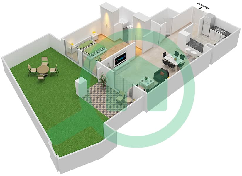 Zaafaran 4 - 1 Bedroom Apartment Unit 6 / GROUND FLOOR Floor plan Ground Floor interactive3D