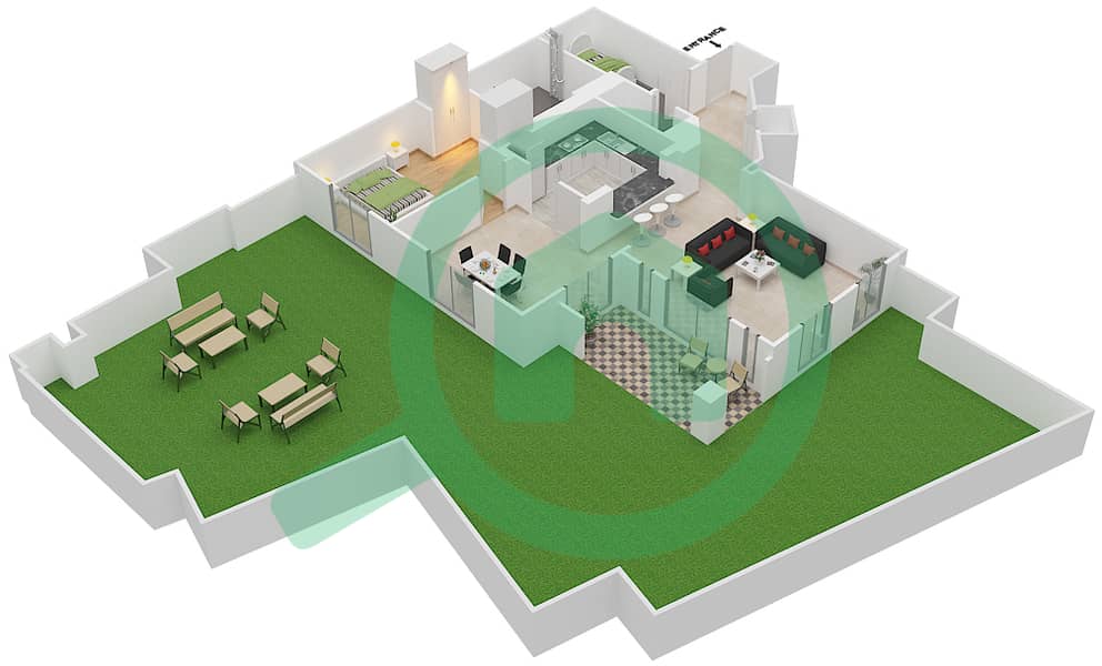 Zaafaran 4 - 1 Bedroom Apartment Unit 7 / GROUND FLOOR Floor plan Ground Floor interactive3D