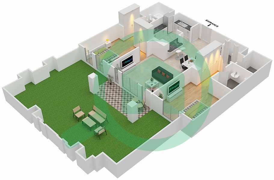 Zaafaran 4 - 2 Bedroom Apartment Unit 9 / GROUND FLOOR Floor plan Ground Floor interactive3D