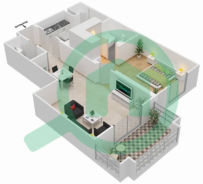 Zaafaran 4 - 1 Bedroom Apartment Unit 12 / FLOOR 3 Floor plan Floor 3 interactive3D