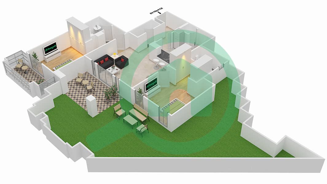 Zaafaran 4 - 2 Bedroom Apartment Unit 13 / GROUND FLOOR Floor plan Ground Floor interactive3D