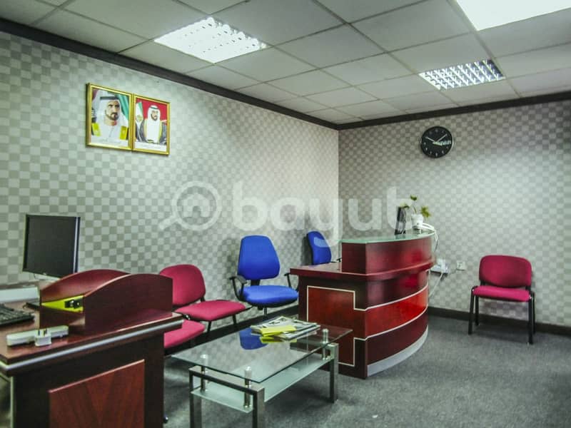 Multiple cheque options are available for Spacious Office in Garhoud