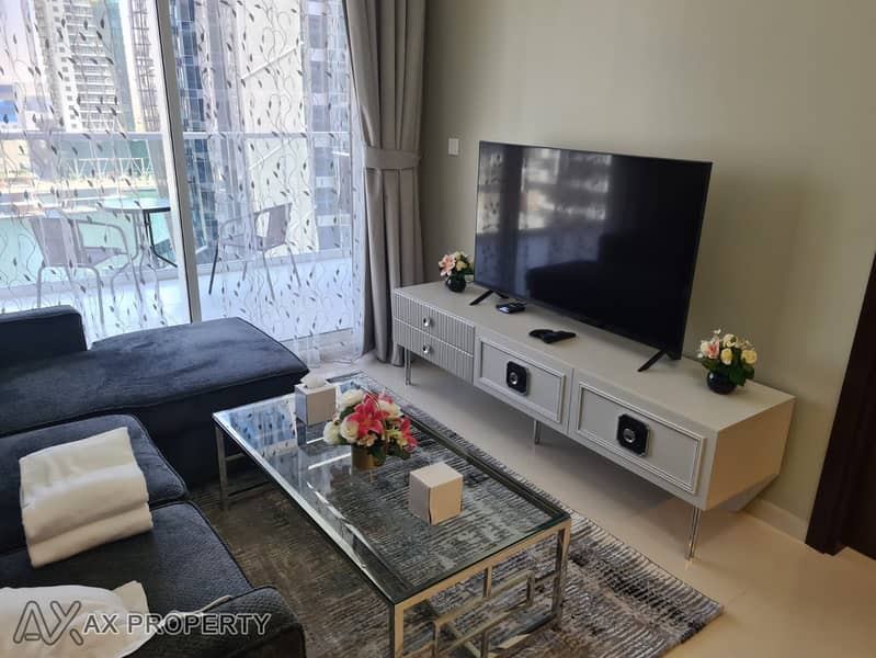 luxury brand new fully furnished 2bedroom  with huge balcony for rent in damac vera residence