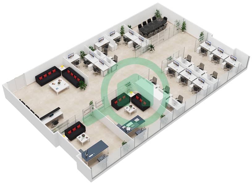 Tamouh Tower -  Office Type A Floor plan Floor 5-12 interactive3D