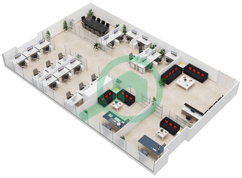 Tamouh Tower -  Office Type B Floor plan Floor 5-12 interactive3D