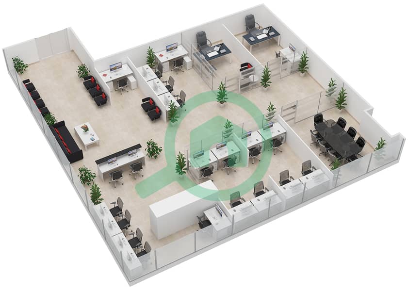 Tamouh Tower -  Office Type D Floor plan Floor 5-12 interactive3D